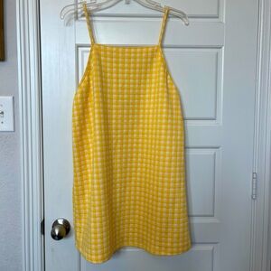 Zara Yellow White Gingham Mini Dress Women’s Large Sleeveless Summer Casual
